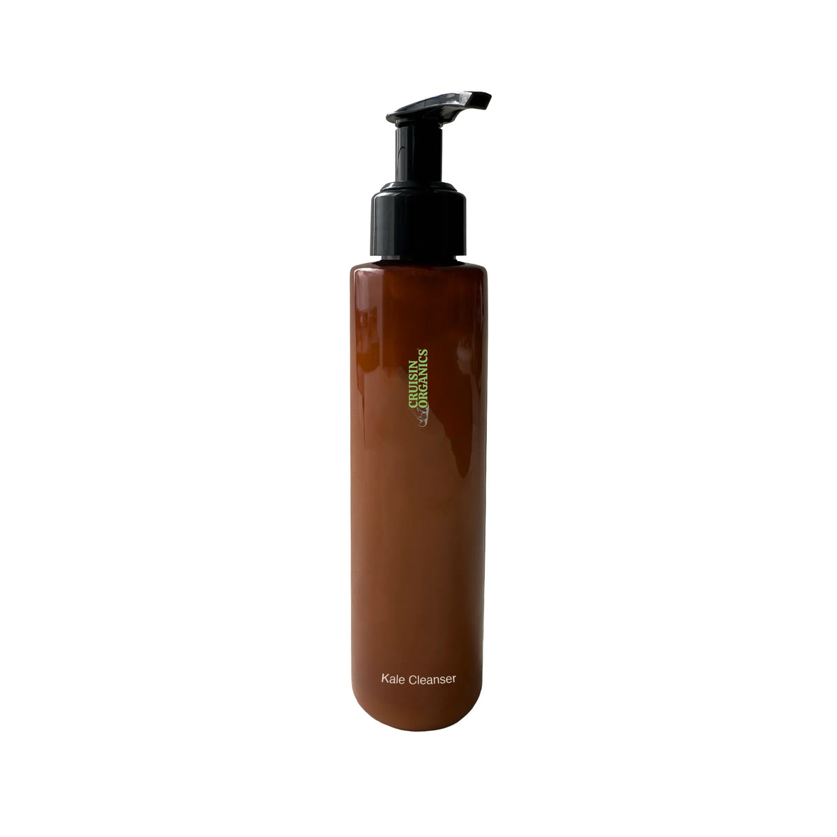 Brown pump bottle with vertical Cruisin Organics branding, white background.