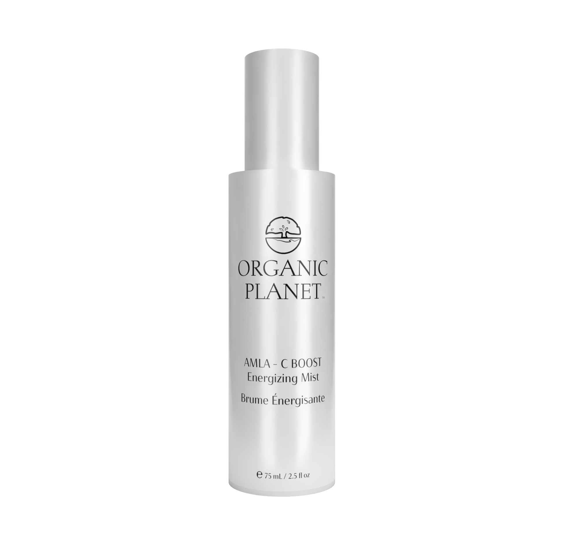 Organic Planet AMLA-C Boost Energizing Mist bottle on a white background. Refresh and energize your skin with the Amla C Boost Energizing Mist. Made with 89% certified organic ingredients, including antioxidant-rich camu camu and vitamin C-packed amla, this mist revitalizes your complexion and awakens your senses. Suitable for all skin types, it soothes your face or refreshes your entire body whenever you need a natural lift. Discover the power of superfruits and stay energized all day long.