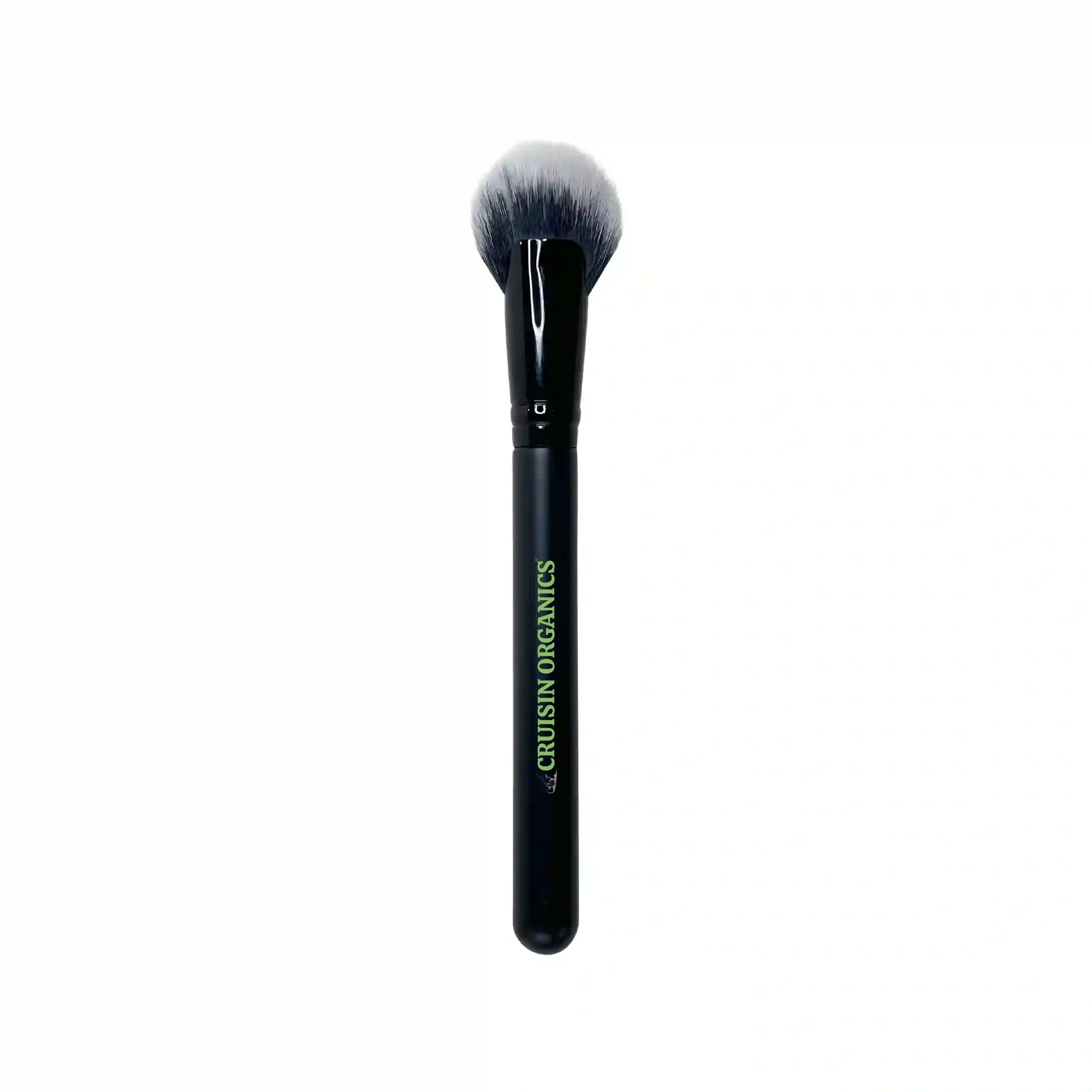 Get that perfectly blended blush, contour, or highlight with our Cruisin Organics Cheek Fan Brush. The fan contour edge allows for a soft, gradient look while easily working with the natural contours of your face. Made in North America, this hypoallergenic brush features pull-tested synthetic hair for minimal shedding. Use with any powder formula for a flawless application.