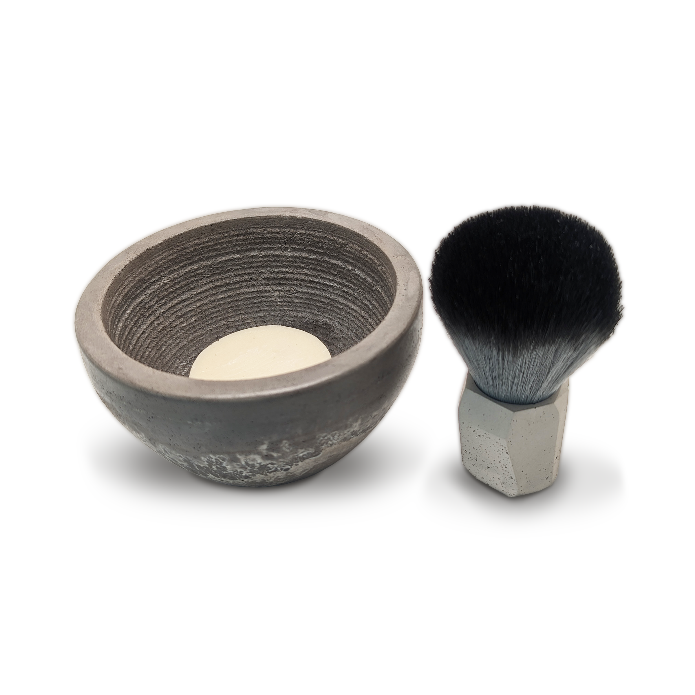 Cruisin Organics Moonstone Shaving Bowl + Brush + Soap Bundle. Handmade and sealed with an eco-friendly coating for durability, this bundle features a practical size and grooves to create a rich, foamy lather. Made with cruelty-free, paraben-free, and vegan ingredients, it&