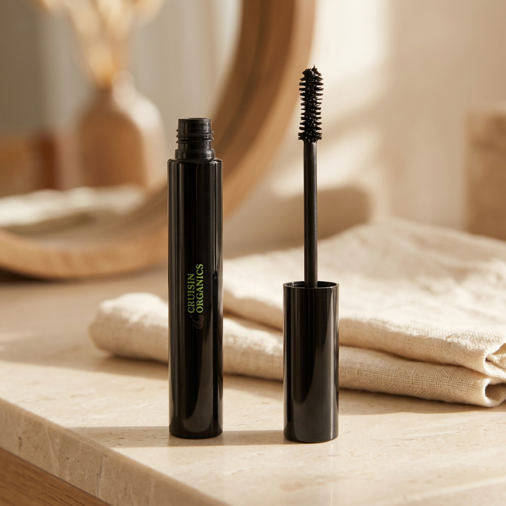 Black Mascara on a sunlit vanity