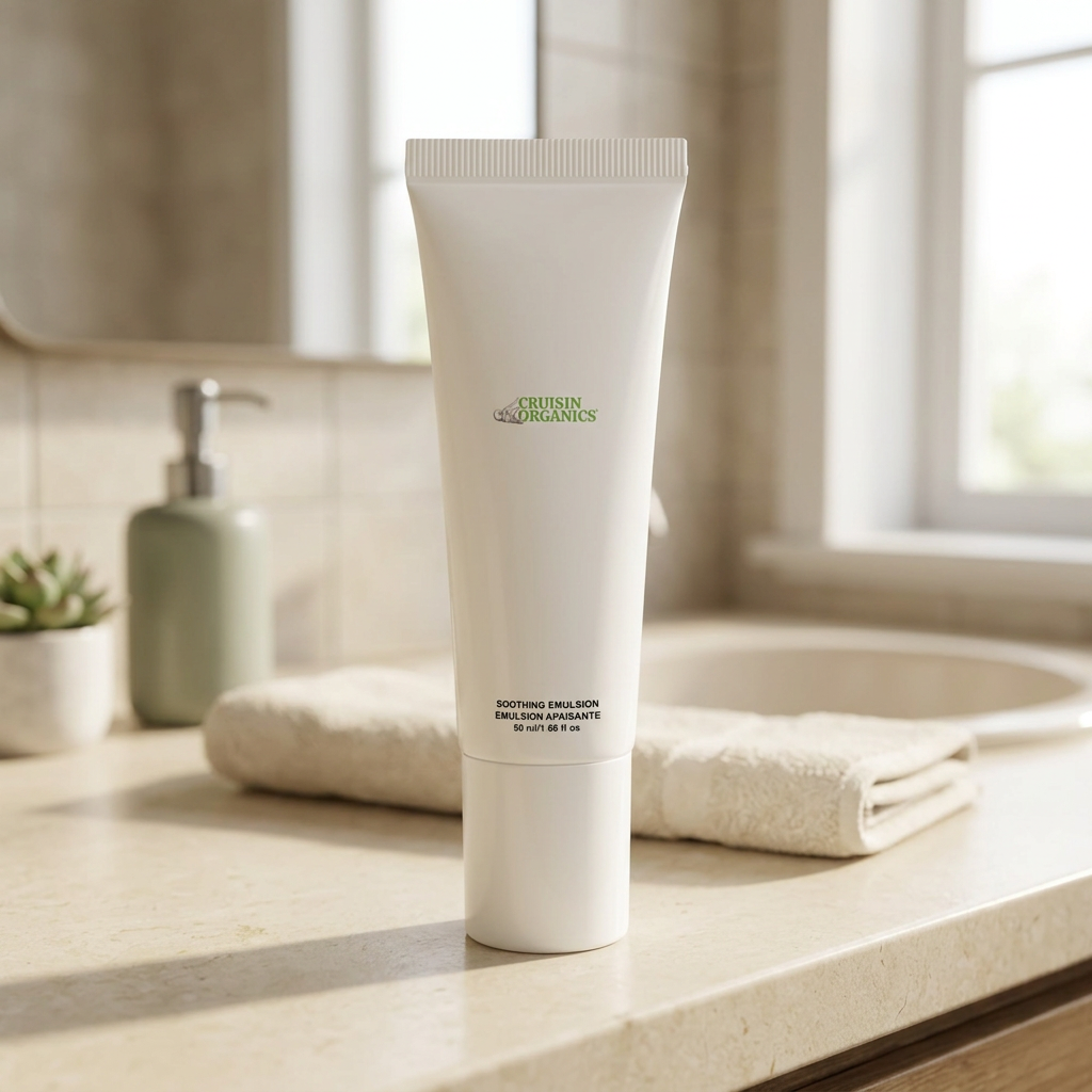 Renewal Emulsion on a sunlit bathroom vanity
