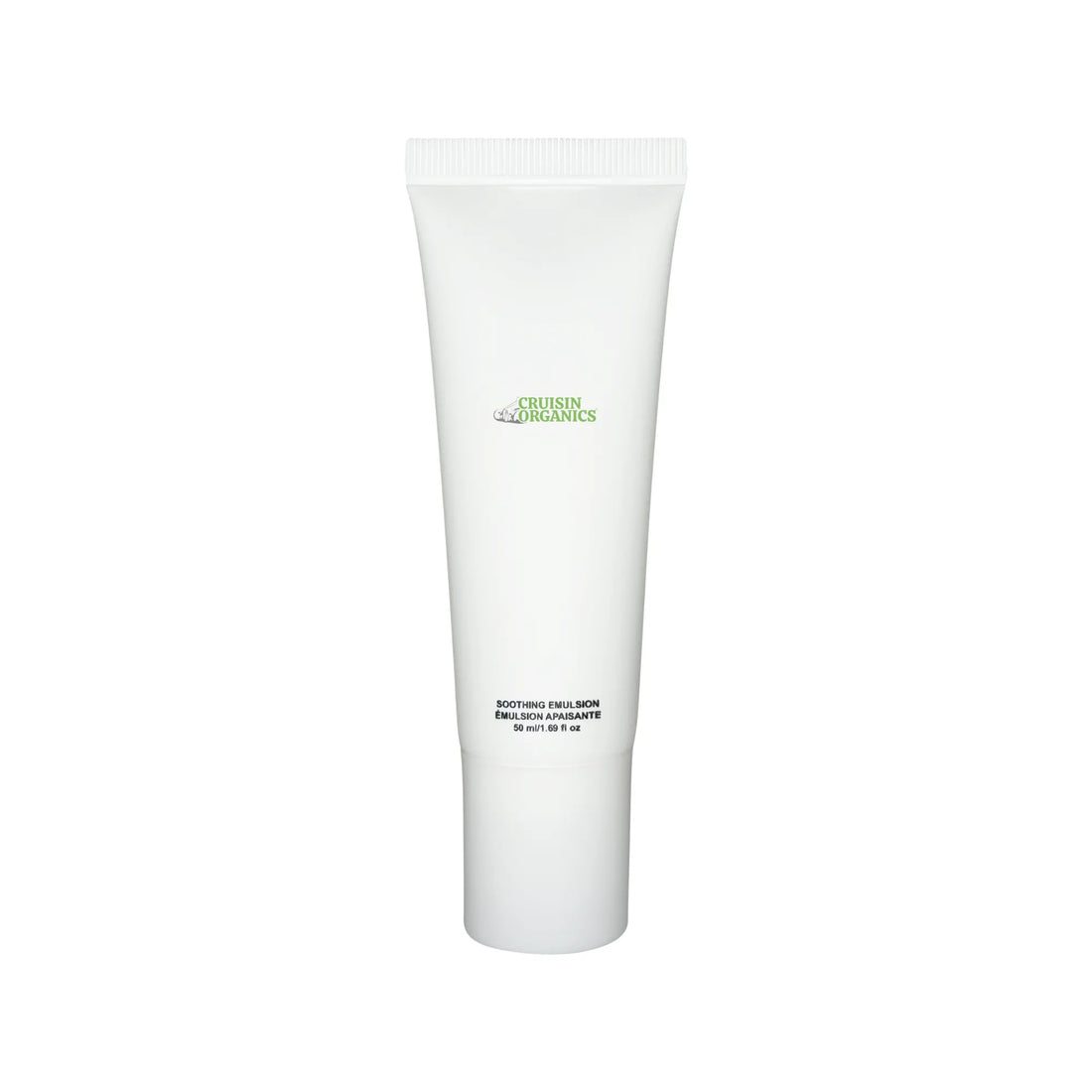 Cruisin Organics ® Soothing Emulsion Moisturizer with Rice Ferment Filtrate and Shea Butter for deep skin hydration.
