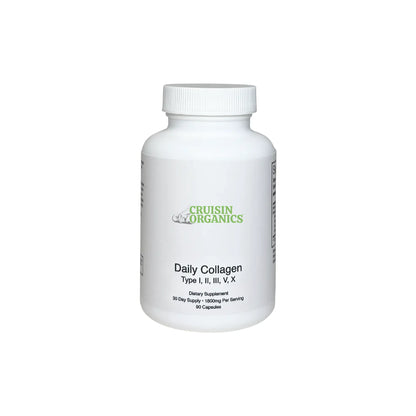 Unlock a healthier you with just one daily serving of Daily Collagen. Our supplement includes 1800 mg of five essential collagen types to promote skin elasticity, joint health, and overall wellness, helping you experience vibrant health.