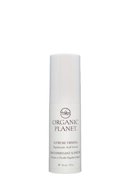 Our plant-based Hyaluronic Acid serum deeply hydrates and firms skin, smoothing wrinkles for quick and lasting results—no needles or harsh chemicals needed.. Skincare serum bottle labeled &