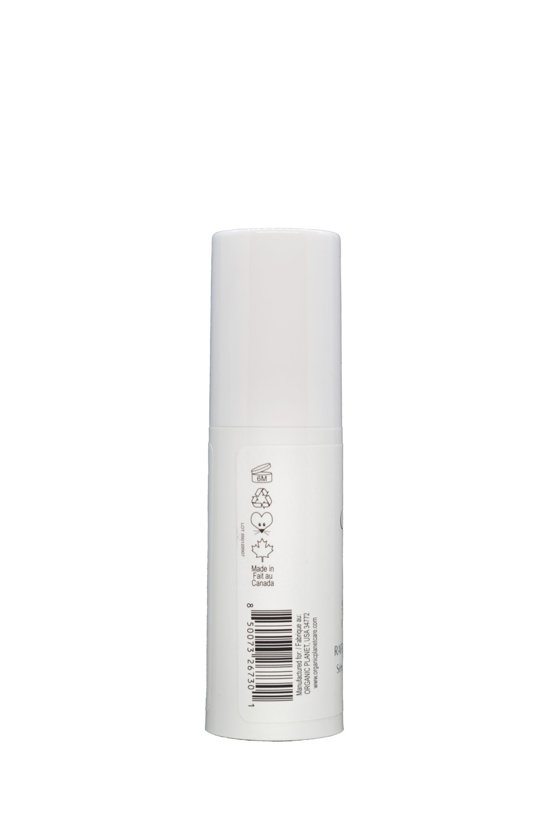 Our plant-based Hyaluronic Acid serum deeply hydrates and firms skin, helping to smooth wrinkles . quickly and over time—without needles or harsh chemicals.White cylindrical container with a barcode on a white background