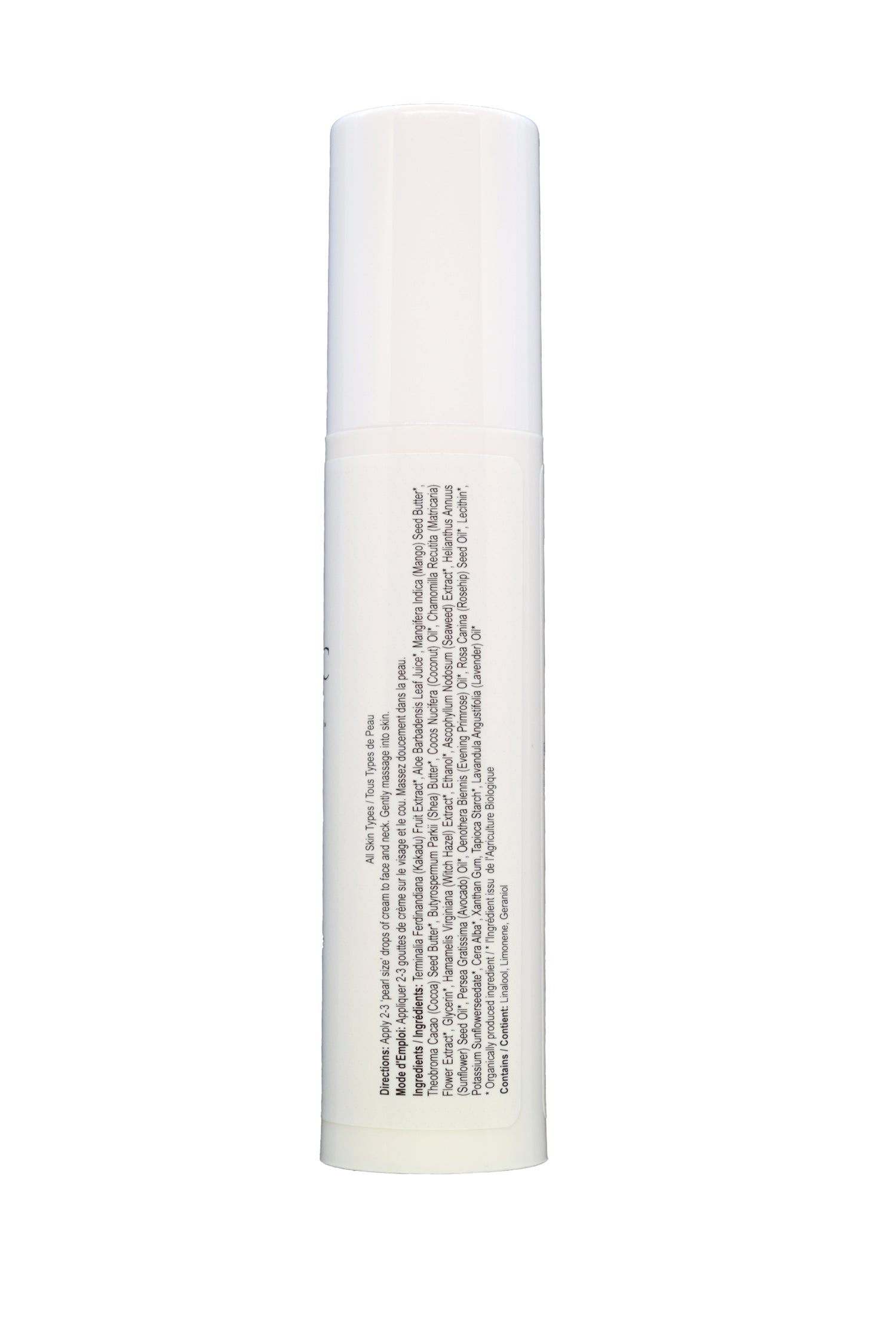 White cylindrical product with text on a white background. KAKADU C Day Moisturizer gently supports your skin with deep hydration and nourishing ingredients that work together to promote a healthy, revitalized complexion. Enriched with Kakadu Plum, known for its exceptional Vitamin C and antioxidants, this moisturizer helps protect your skin from environmental stressors while encouraging a youthful glow. With the added benefits of Mango Seed Butter, Aloe Vera, and Rosehip Oil, it soothes and nourishes, maki