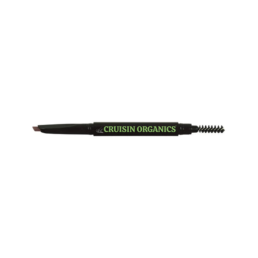 Cruisin Organics Automatic Eyebrow Pencil—Brown. You can build a full brow from scratch with our all-in-one eyebrow pencil. This dual-tip brow pencil helps you achieve a natural brow shape with an angled tip on one end and a spooly tip on the other! The angled tip makes it easy to fill in long-lasting color into your brows. Our formula multitasks to give you color, sculpture, and sealing for your brows. With the spooly tip, you can blend the color seamlessly into your natural brows, softening.