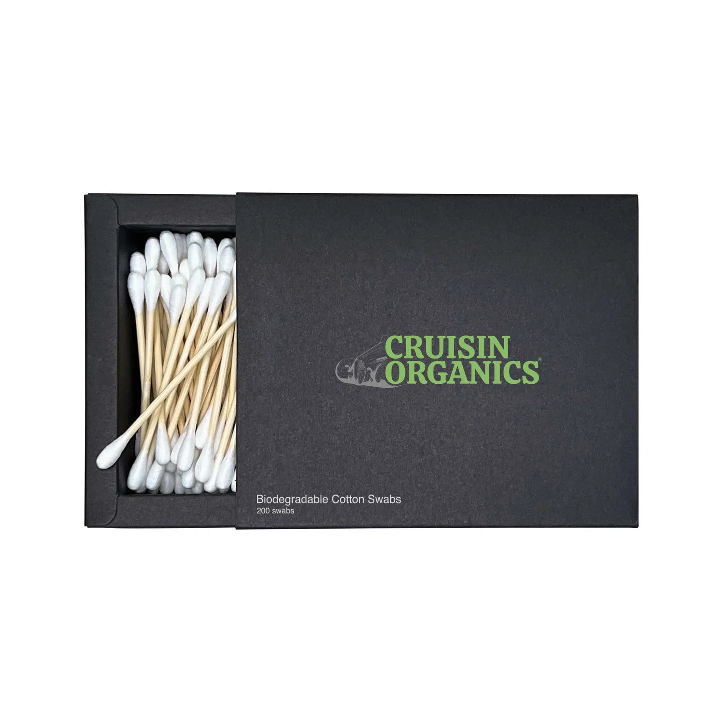 Cruisin Organics ultra-soft, 100% pure cotton, and biodegradable swabs to your daily beauty routine. Never worry about making mistakes when applying makeup; use these cotton swabs to do touch-ups and wipe away imperfections. Perfect for all skin types, take full advantage of our pure cotton and bamboo stem cotton swabs for ear cleaning, makeup application, and removal! The best part? Each cotton swab is biodegradable, eco-friendly, and disposable.  The box contains 200 swabs.