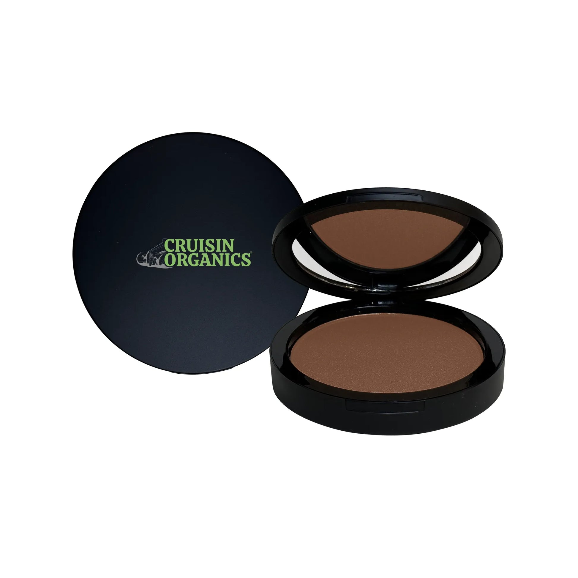 "Experience a year-round sun-kissed radiance with the Pecan Bronzer from Cruisin Organics. This silky, matte bronzer, with its rich red and brown tones, gives a natural tan that can be enhanced with colorful blush for a dimensional and radiant look. Say goodbye to fake tans and thank us later!"