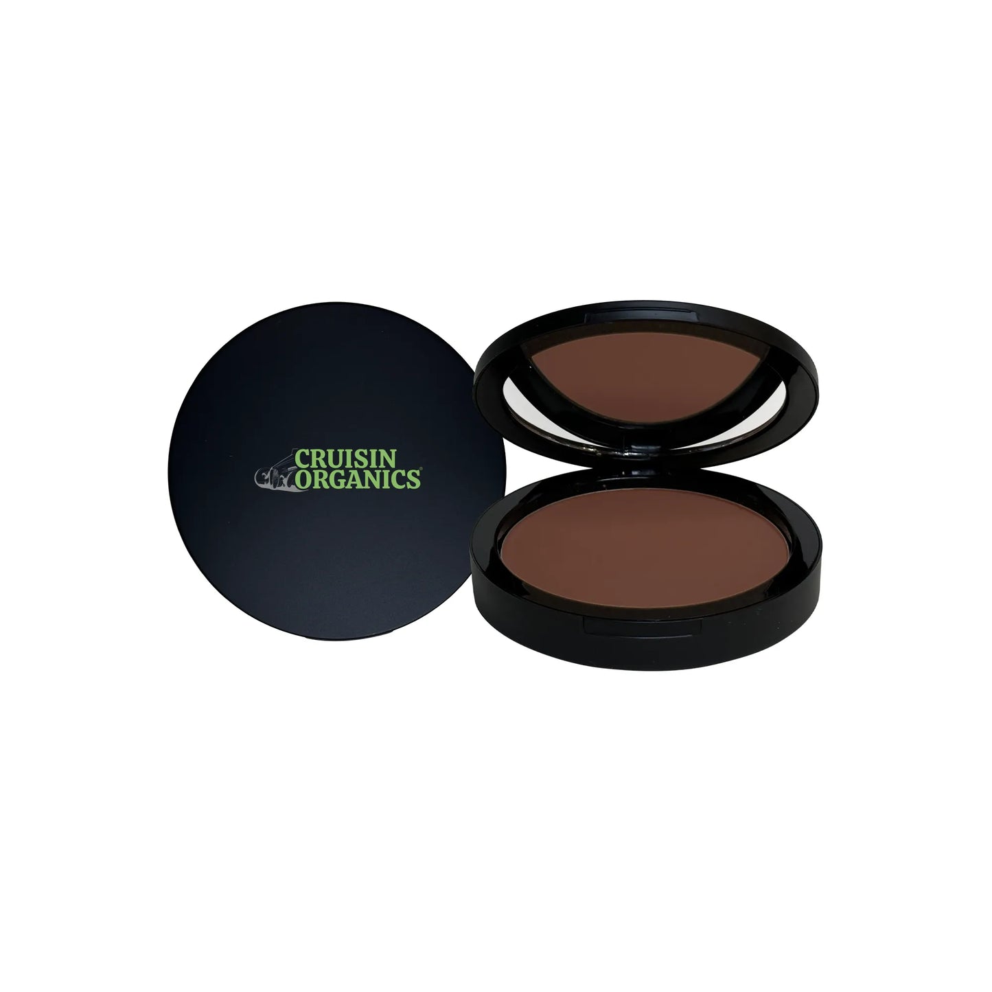 Cruisin Organics Fig Powder Foundation. This compact dual blend powder offers customizable coverage, from sheer to full, perfect for on-the-go touch ups. Its weightless feel and versatility make it suitable for all skin types, leaving a radiant finish. Dare to explore the endless possibilities of this foundation and embrace your confidence.