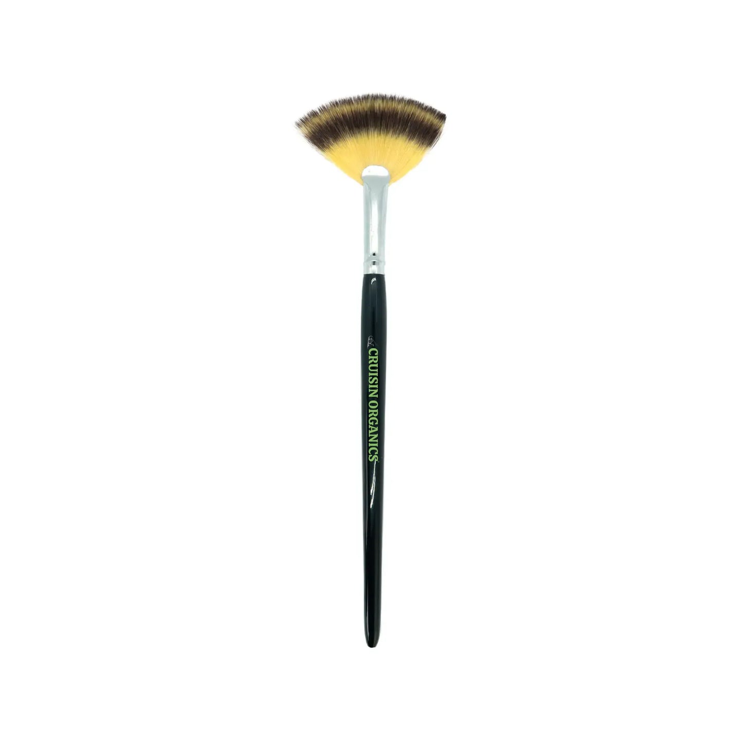 Our Cruisin Organics fan brush is light and feathery to take care of all your powders! Add this fan brush to your list! This is the perfect brush for gently sweeping on dewy highlights, diffusing color on your cheeks, and sweeping away excess powder. The light bristles and their flat shape will help with accurate brushing!