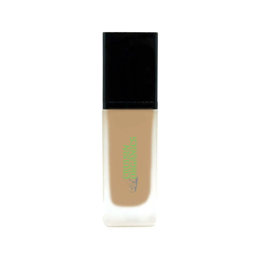 Cruisin Organics Spiced Honey Foundation with SPF.  A level of medium to full modular coverage that preserves and beams the way we all crave to gleam and glimmer on every single day. It has a spicy kick to makeup. Additional SPF 15 is distributed to consumers in order to shield themselves from ultraviolet rays.