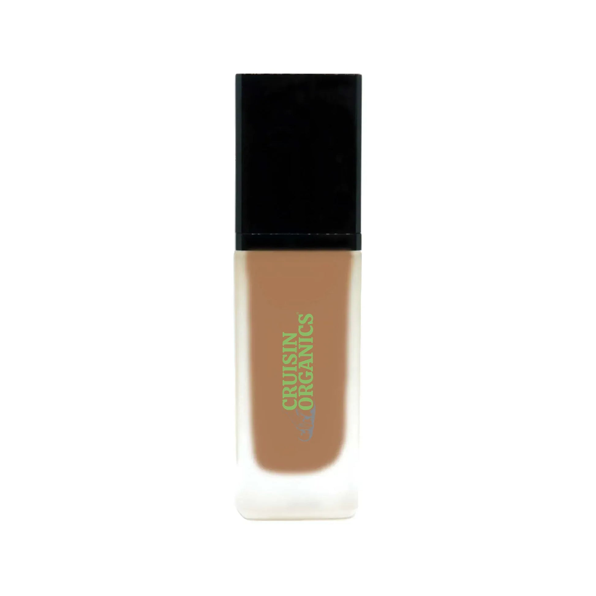 Cruisin Organics Rich Caramel Foundation with SPF provides medium to full buildable coverage, while leaving a dewy natural glow and protecting against the sun with SPF 15.
