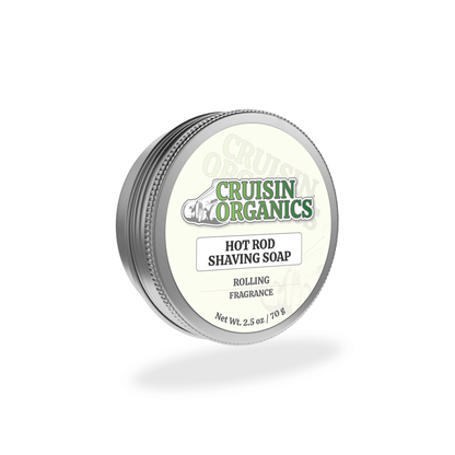 Obsess over our Rolling Hot Rod Shaving Soap! Indulge in the bold scent of Cognac, Cuban Solanaceae, and fresh leather while enjoying an energizing blend of cedar wood and zesty lemon. Made with 100% natural, vegan, and eco-friendly ingredients for a smooth and clean shave. Try Cruisin Organics now!