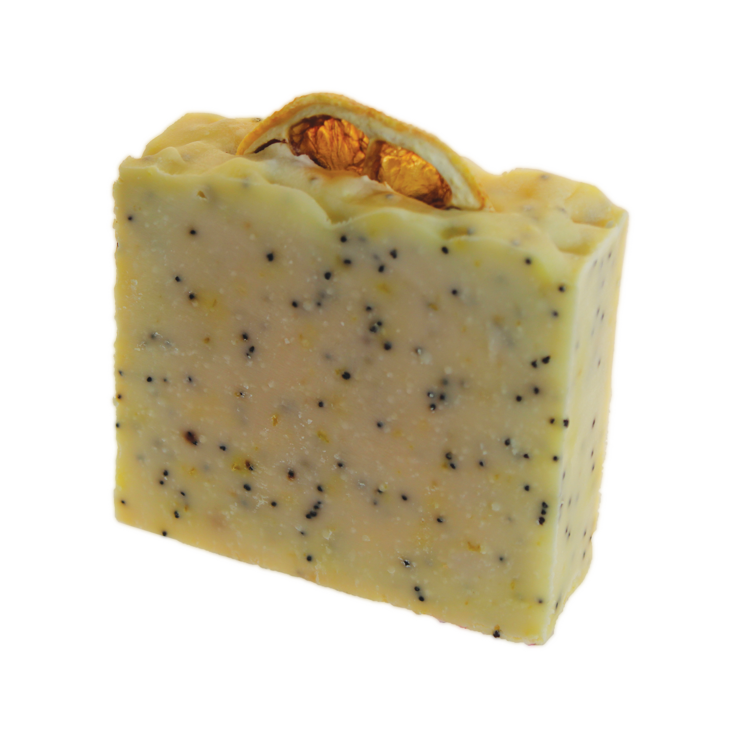 Rrefreshing Lemon & Poppy Seed Soap by Cruisin Organics. Made from nourishing Olive Oil, Coconut Oil, Shea Butter, and Castor Seed Oil, this handcrafted soap bar will leave your skin feeling baby-soft and rejuvenated. The uplifting scent of real lemon juice and lemon zest will invigorate and refresh your senses, while poppy seeds gently exfoliate for an extra pampering touch. Don't miss out on pampering yourself with this fantastic soap today! 