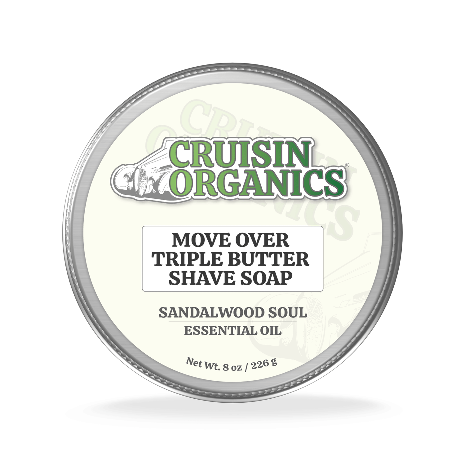 Move Over Triple Butter Shave. The ultimate Cruisin Organics shaving experience with Sandalwood Soul Hot Rod Shaving Soap. Handcrafted with nourishing ingredients like Bentonite Clay, Castor and Coconut Oil, and Cocoa Butter, it not only protects against razor burn but also leaves your skin glowing. Pair it with our aftershaves for a luxurious touch.