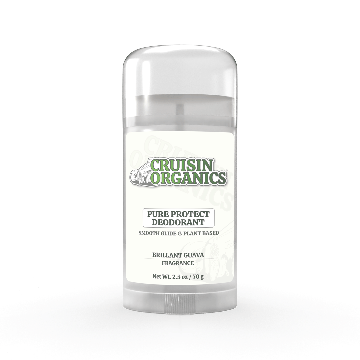 Cruisin Organics natural deodorant promotes the growth of beneficial bacteria to fight odor while nourishing your skin with an exotic guava scent.