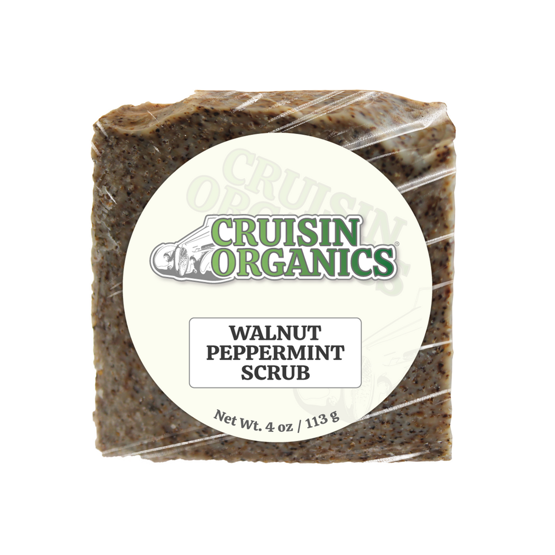 Cruisin Organics Walnut Peppermint Scrub soap for your face, body all the down to the toes on your feet.  a refreshing shower routine with Peppe Walnut Scrub Bar Sugar Soap. This palm-free, vegan bar features a minty aroma and gentle walnut scrub for silky smooth skin. Cleanse, exfoliate, and invigorate with every use. Grab a bar today and give your skin the love it deserves!