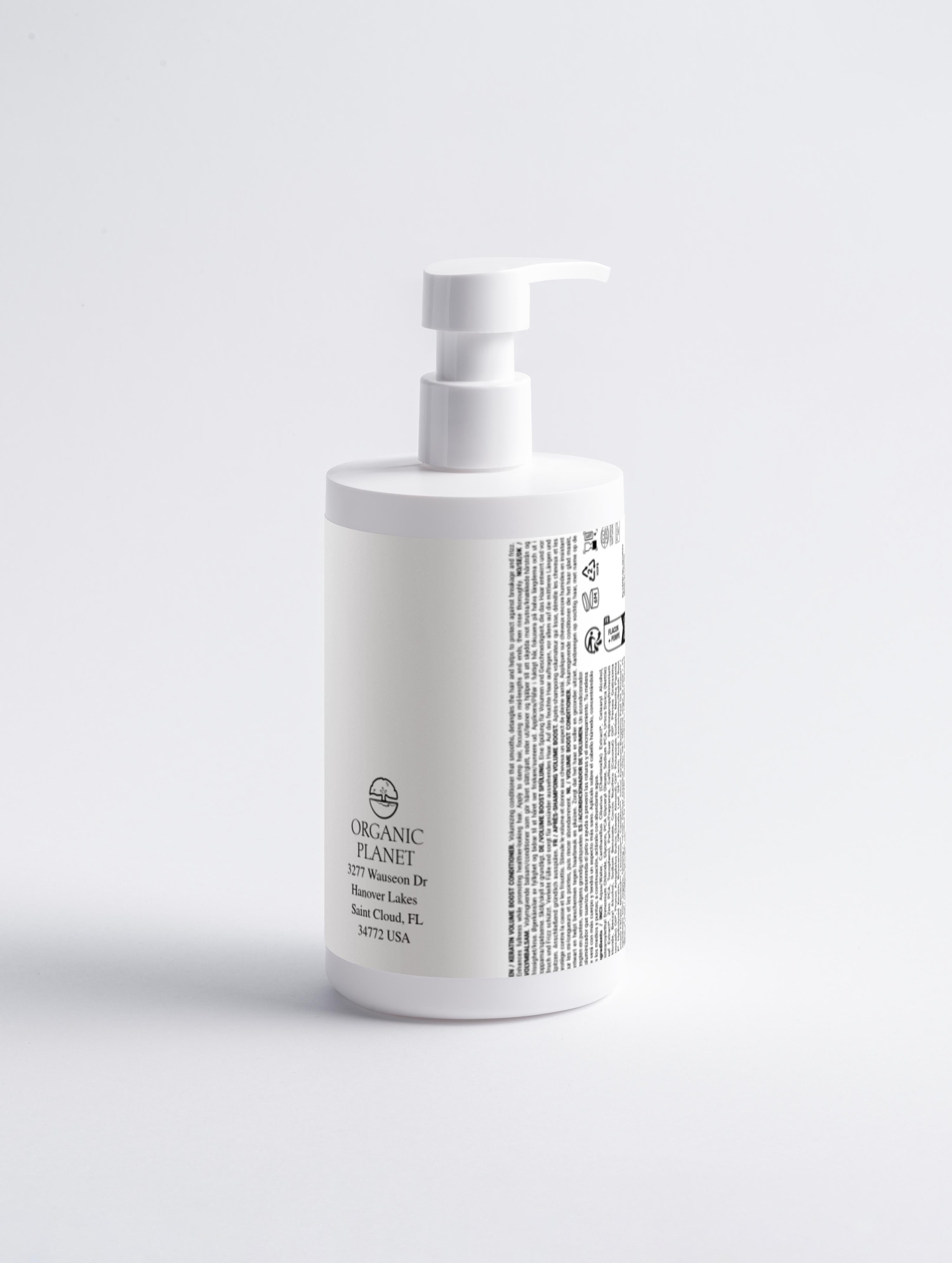 White bottle with pump on a light gray background. The perfect product to meet the high demand for fuller, more manageable hair. It’s advanced formula not only smooths and detangles but actively protects against breakage and frizz, enhancing fullness for visibly healthier-looking hair. It&