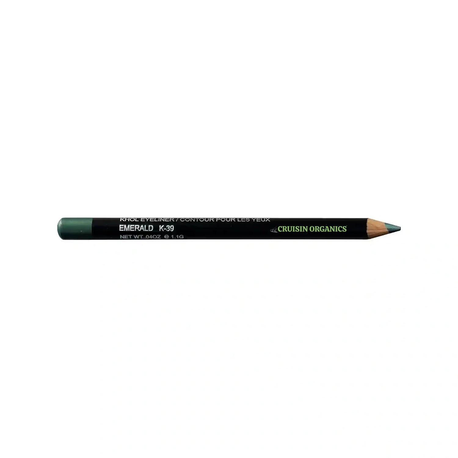 Cruisin Organics Emmy Khol Eyeliner SPF.  Emerald: smokey and precise eye looks. Long-lasting and creamy for all-day comfort. Blend, smudge, tightline easily. Versatile with eyeshadow looks.