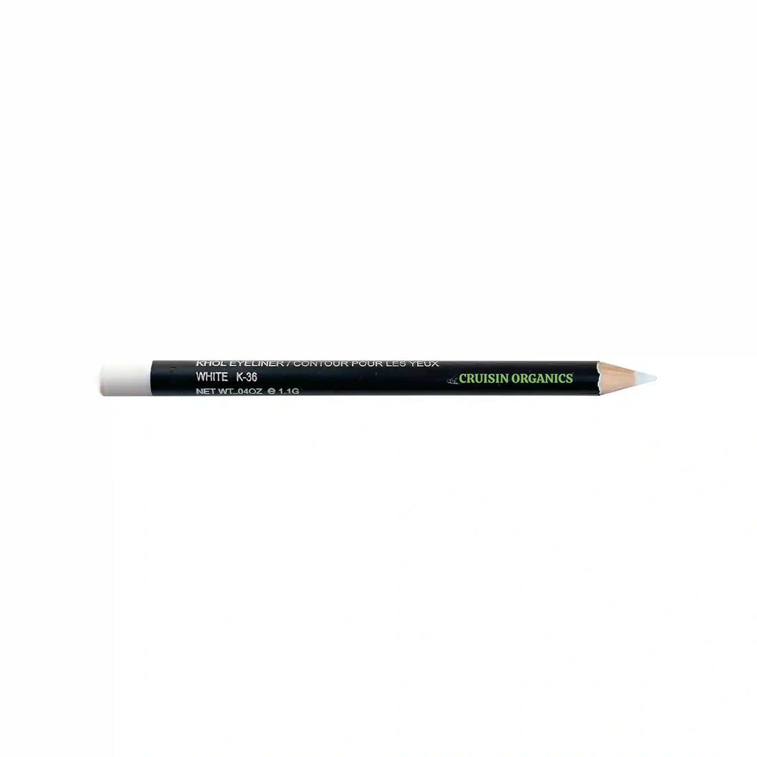 Cruisin Organics Whitie White Eyeliner Pencil SPF- White - White is the ultimate tool for bold and daring looks. With its creamy texture and long-lasting formula, you can easily create a smokey effect or precise lines. Take on any challenge and confidently blend, smudge, tightline or pair it with your favorite eyeshadow looks for an adventurous style!