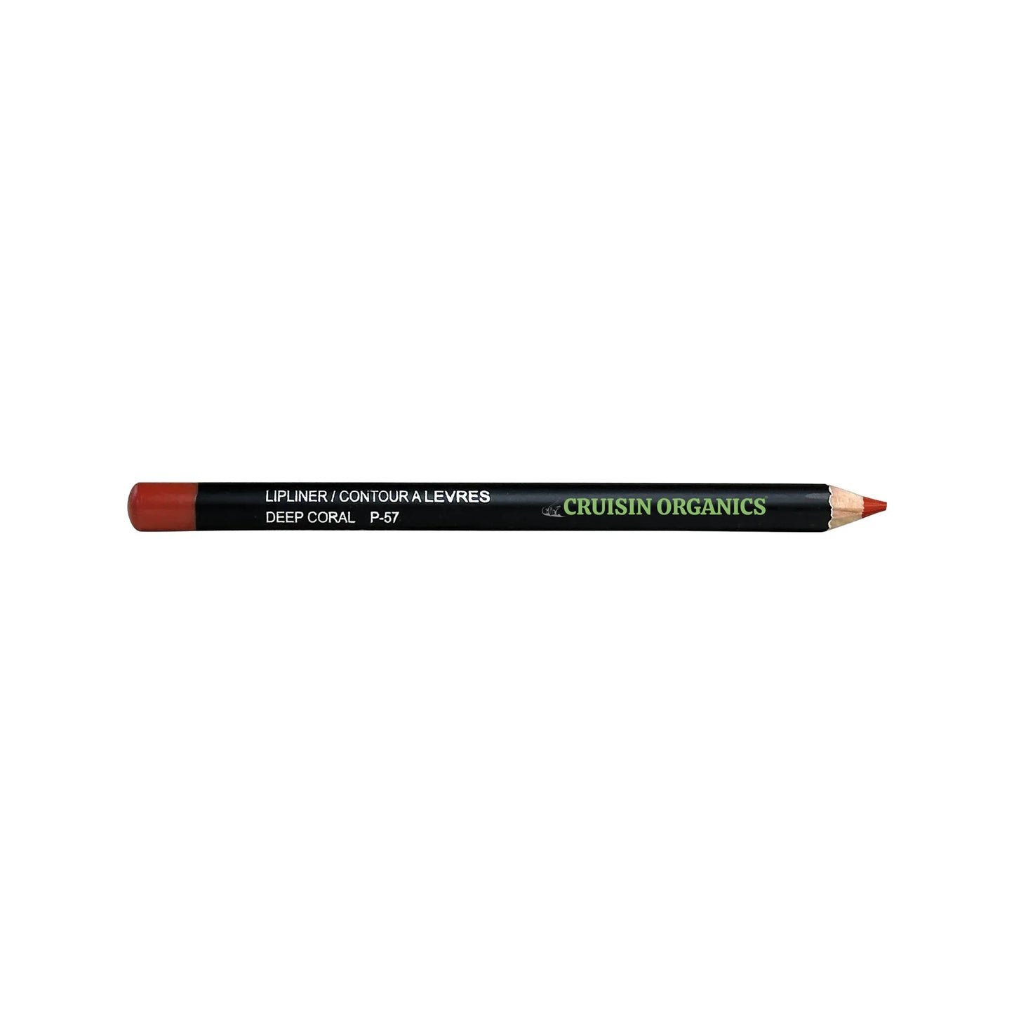 Cruisin Organics Deep Coral Lip Liner. Stay in line for true tone to line your lip with deep coral infused with beeswax and seed oils, this smudge-proof and long-lasting formula to achieve plush and enduring lip escense.
