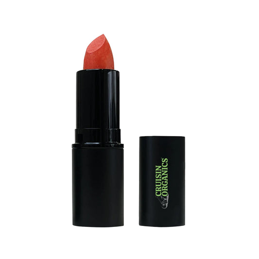 Cruisin Organics Fire Cracker Red Lipstick  The Fire Cracker Red Lipstick you've been searching for has arrived. Infused with the enriching properties of beeswax, this lipstick provides unparalleled moisturization and shields your lips from harmful UV radiation. Utilizing natural beeswax, this lipstick delivers a sheer gloss for a final look that's distinct from the typical matte finishes. Boasting rich pigments and a delicate blend of jojoba and castor seed oils, exude lushness, hydration, plumpness. 