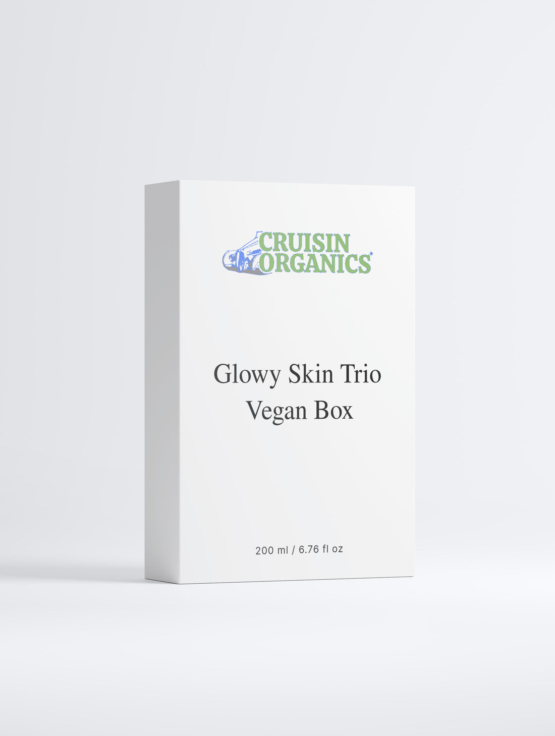 Cruisin Organics Glowy Skin Trio Vegan Box on a white background