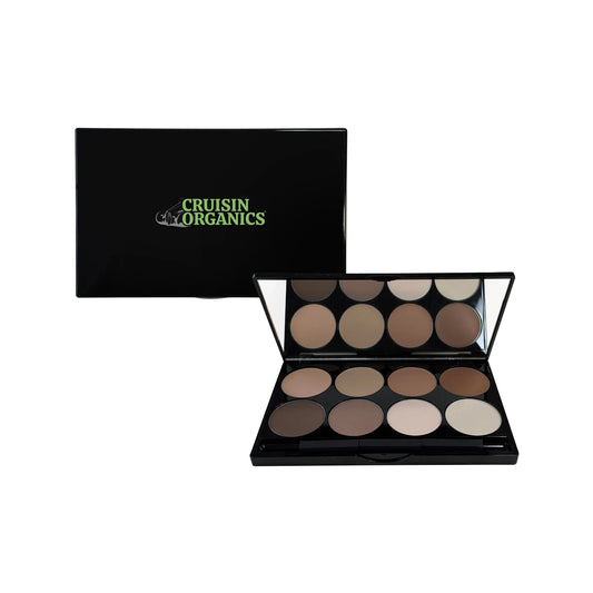 The all-in-one Cruisin Organics Ultimate Contour Kit you’ve been looking for! Sculpt, define, and highlight your face with our 8-shade cream and matte powders with undertones of sun-kissed peach. Achieve that glowy, dewy look with our buildable formula that makes contouring easy. You’ll see the silky magic as you brush the formula on the high points of your nose, forehead, and cheeks. The blendable powders will effortlessly give you that year-round glow you need.