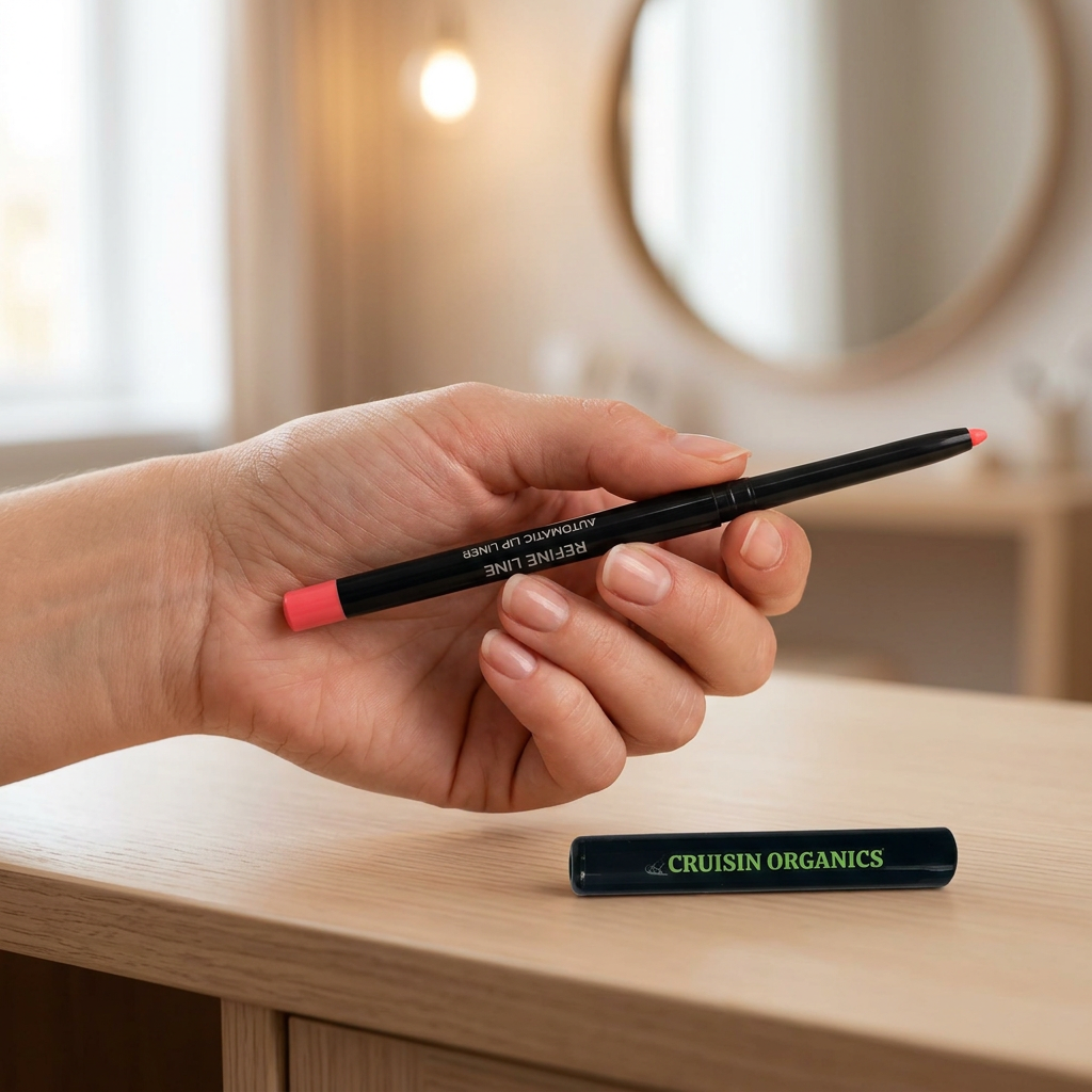 Beach Babe Sculpt lip liner held at a dressing table
