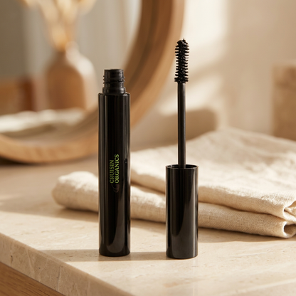 Black Mascara on a sunlit vanity
