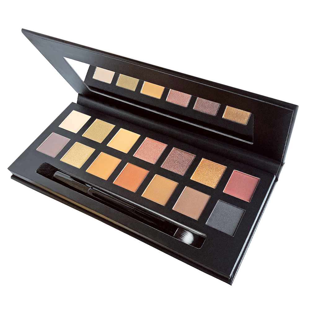 Indulge in the versatility and luxury of A Glam Artistry's Eyeshadow 14 Palette SPF. Perfect for the novice or professional makeup artist, the highly pigmented shades blend effortlessly for a seamless transition between colors. Use wet or dry for countless looks, from delicate to daring. Elegant packaging and exceptional quality make this palette a must-have.