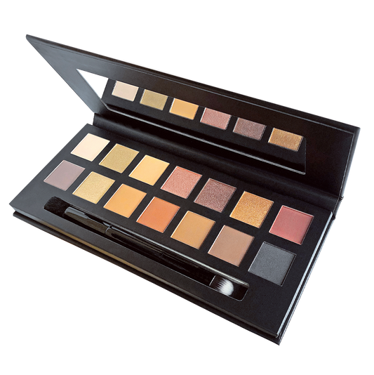 Indulge in the versatility and luxury of A Glam Artistry's Eyeshadow 14 Palette SPF. Perfect for the novice or professional makeup artist, the highly pigmented shades blend effortlessly for a seamless transition between colors. Use wet or dry for countless looks, from delicate to daring. Elegant packaging and exceptional quality make this palette a must-have.