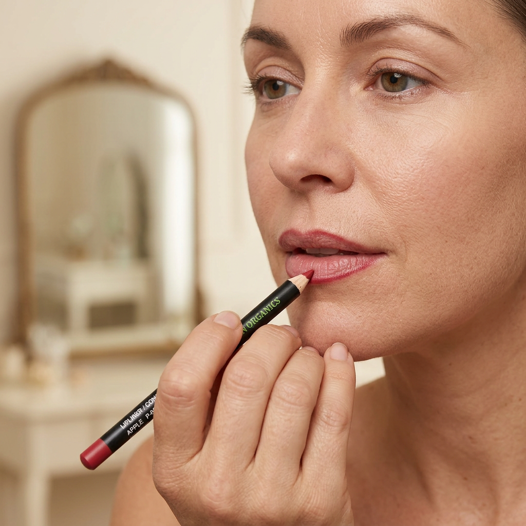 Lip Sculpt liner being applied to the lip edge