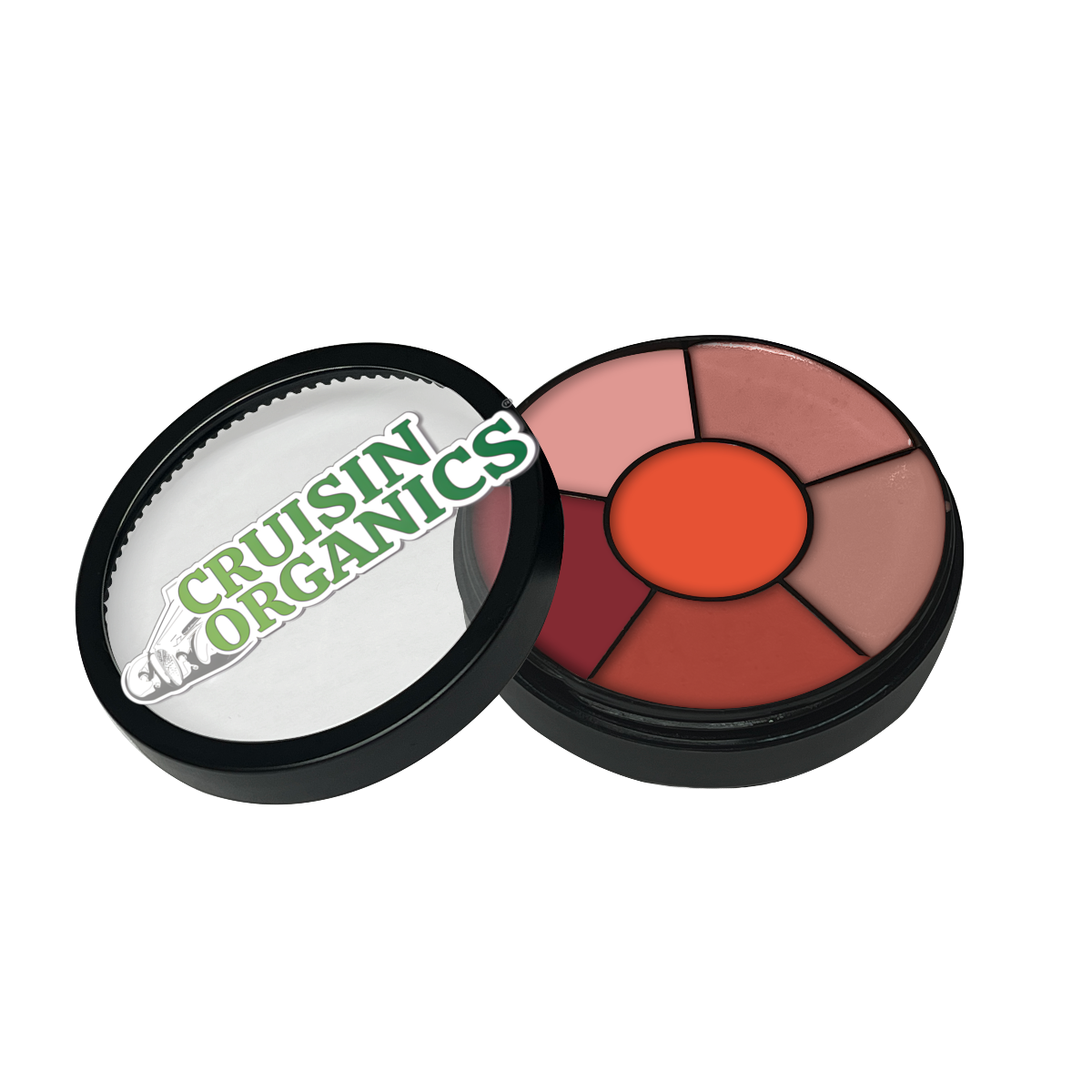 lipgloss-wheel-orangelicious. Sweet Kiss Lip Wheel from Cruisin Organics. Contains avocado oil and shea butter, which nourish and heal chapped lips, giving lips nourishment and comfort. Lips feel comfortable, hydrated, and soft thanks to this vitamin E-infused, paraben-free formula. 