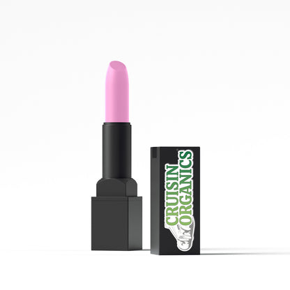 Hello Violet Lipstick SPF by Cruisin Organics, cruelty-free and paraben-fee. A soft violet pinkish hue for every greeting.