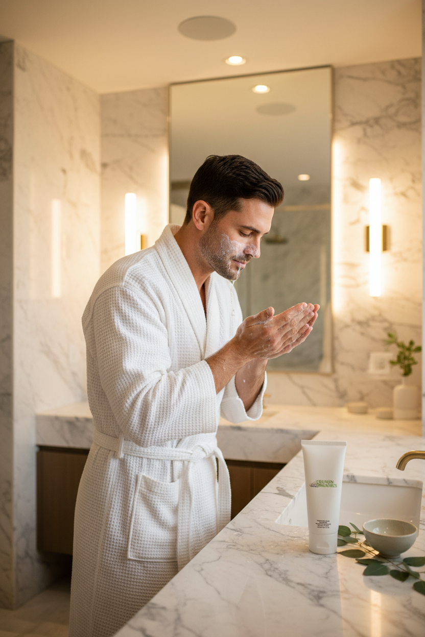 Man using Hydrating Facial Cleanser