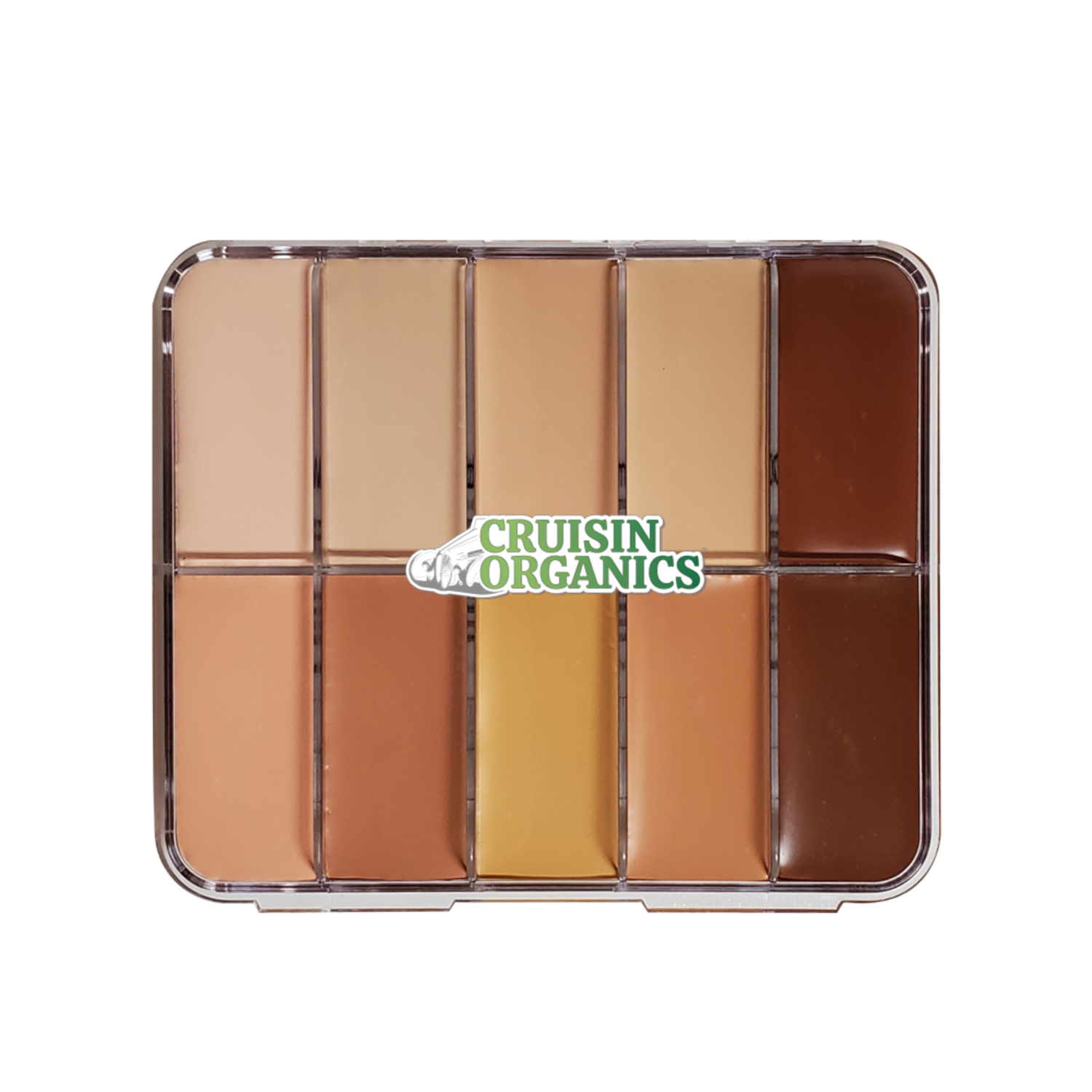 Indulgence Factor! 10 Palette Mixed HD Cream Foundation by Cruisin Organics.