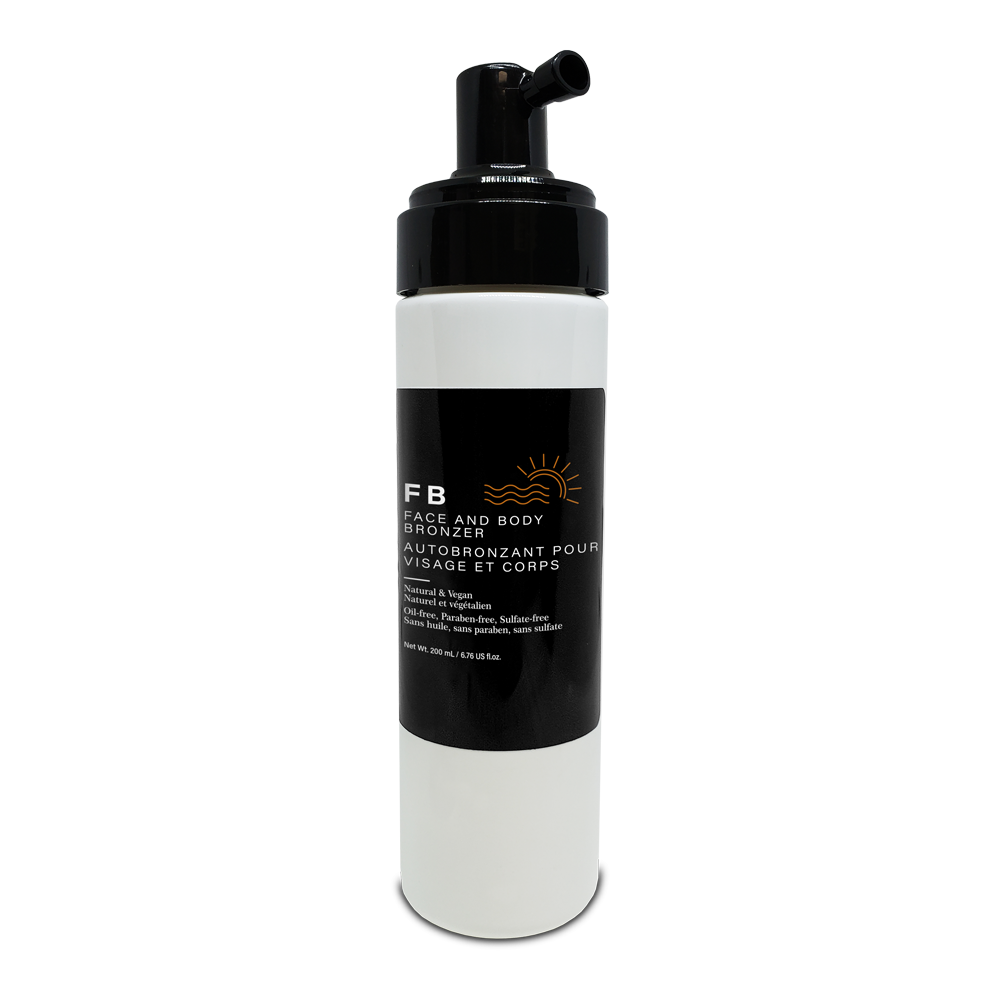 Indulge in a luxurious, customizable tan with our Face and Body Bronzer. This coconut-scented mousse dries quickly and offers a streak-free, non-sticky application. Achieve a natural-looking, sun-kissed glow that can be controlled with ease. Enriched with moisturizing ingredients and 100% natural DHA, experience ultimate hydration and velvety smooth skin. Choose your desired level of radiance and leave it on for up to three hours for a rich, deep bronze.