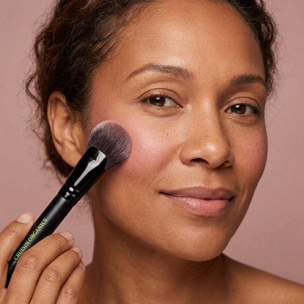 The Sculpting Brush applying blush to the cheek