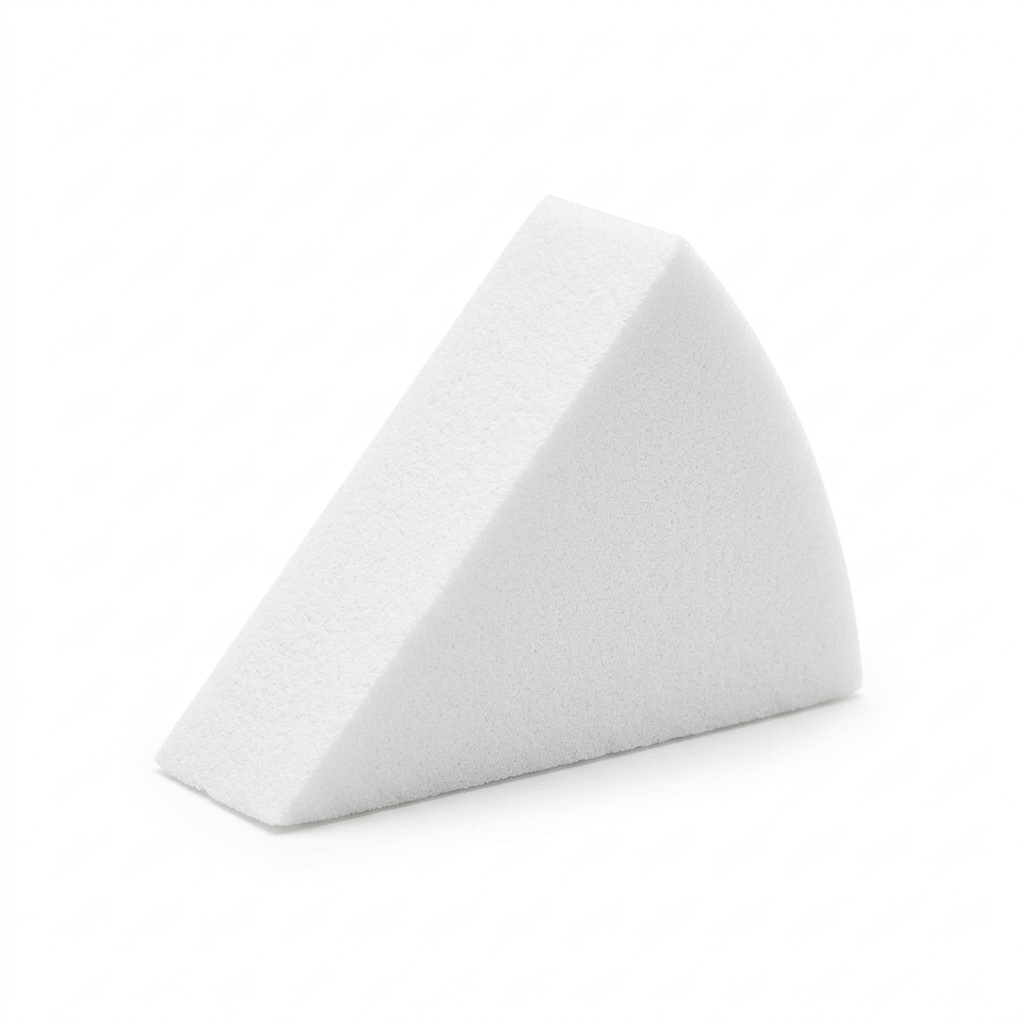 White cosmetic wedge on a clean white background